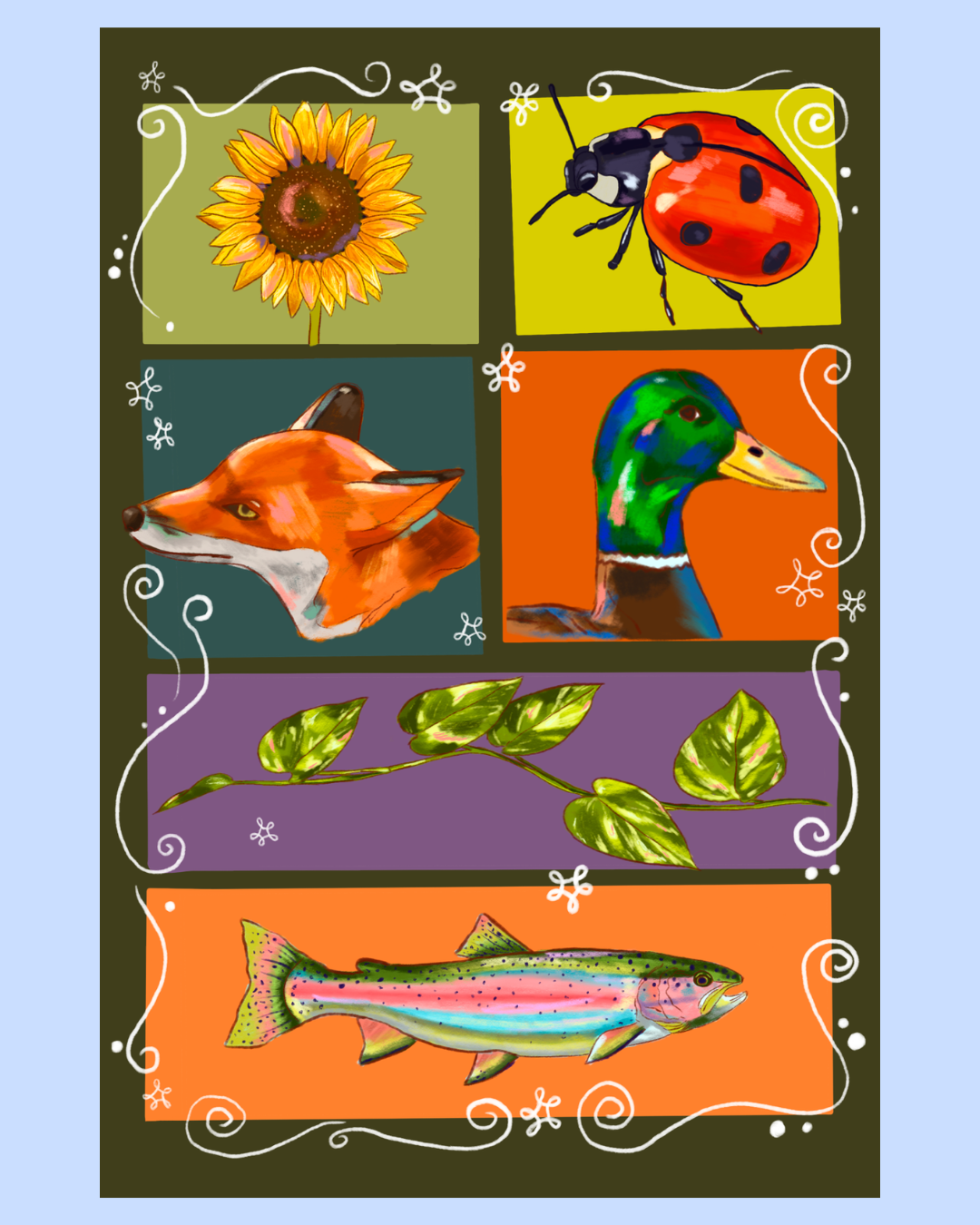 Autumnal Animals Postcard Print