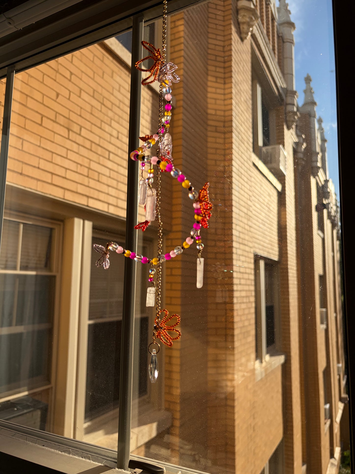 pink and orange floral suncatcher