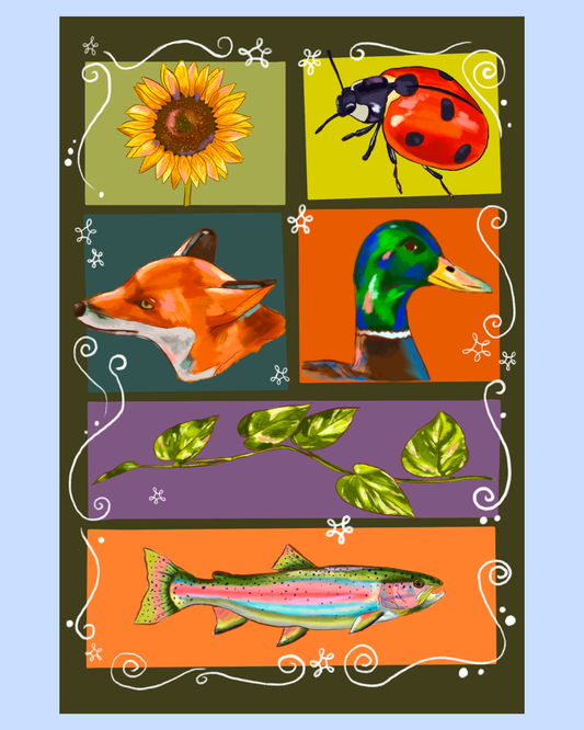 Autumnal Animals Postcard Print